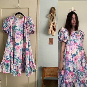Taylor Dorry Lola Babydoll Floral Trapeze Dress